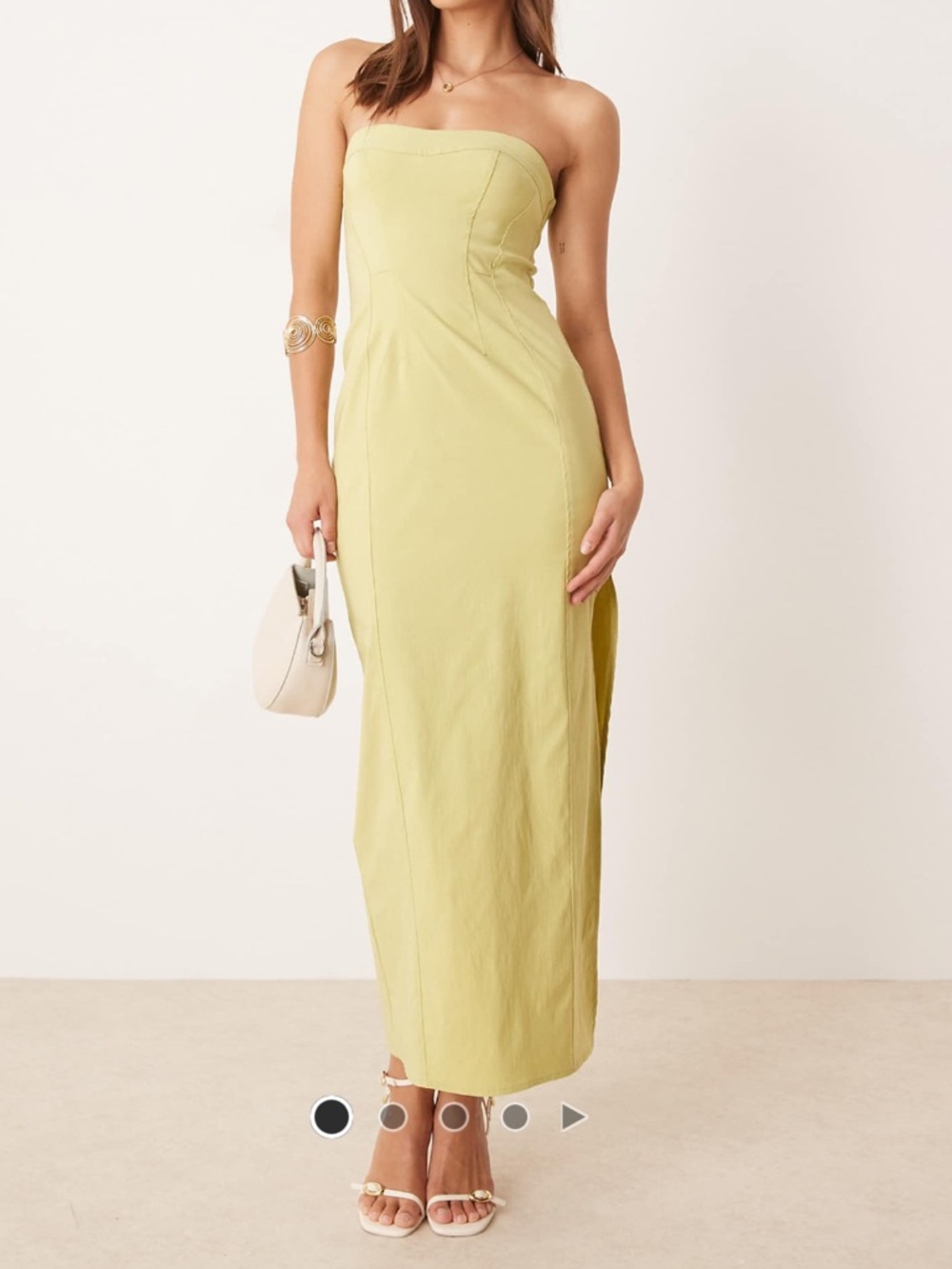 ASOS Strapless Midi Dress in Light Lime